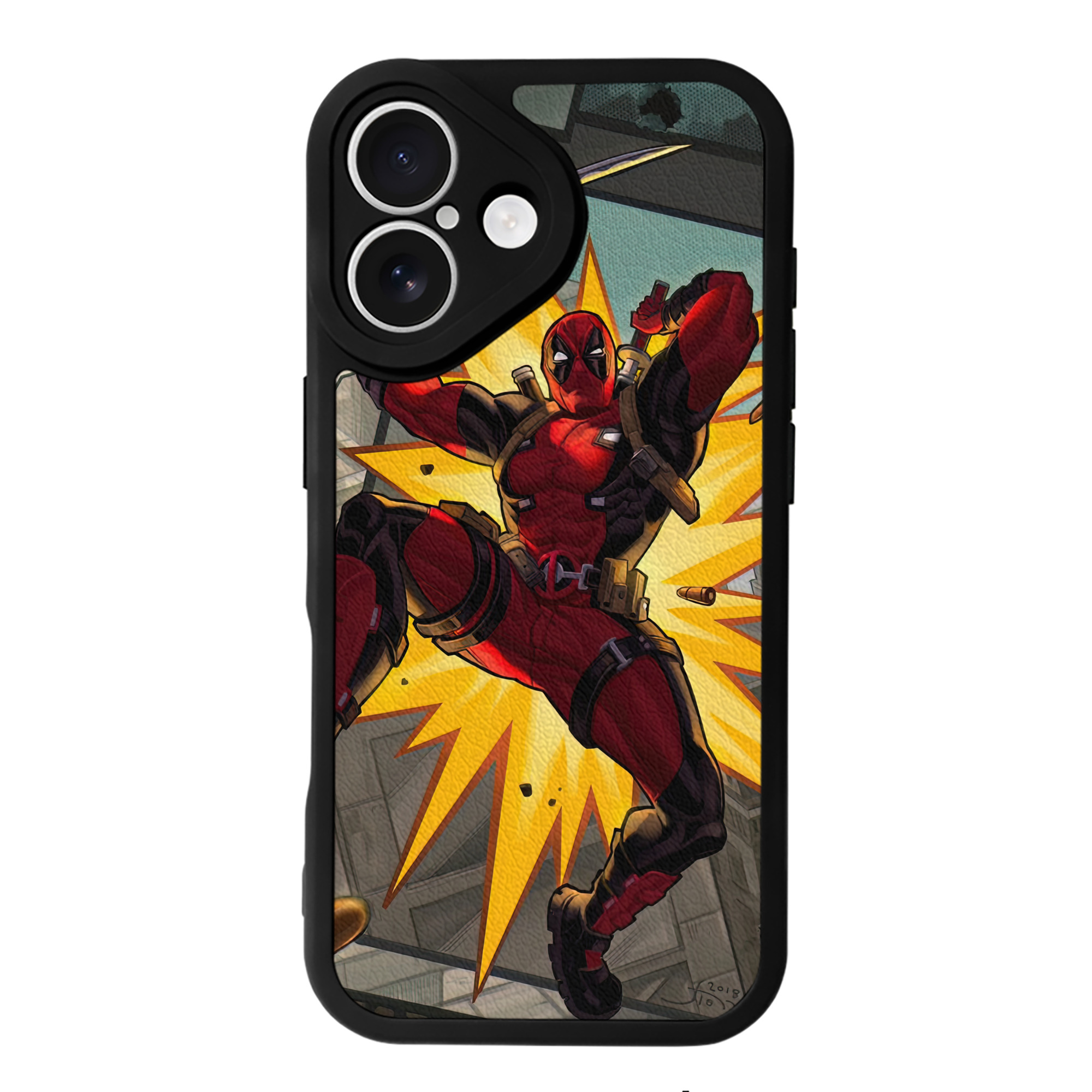 （画像用） Deadpool デッドプール 【iPhone 16シリーズ対応】シリコンスマホケース（レザー調） 材質：シリコン